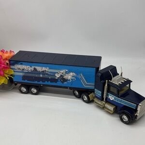 Silver Knight Metal Semi Blue Silver Toy Truck with Trailer